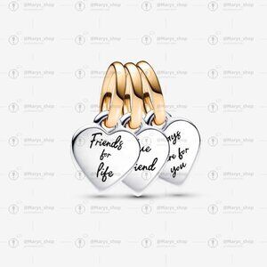 Pandora Two-tone Splittable Friendship Triple Dangle Charm|Two-tone